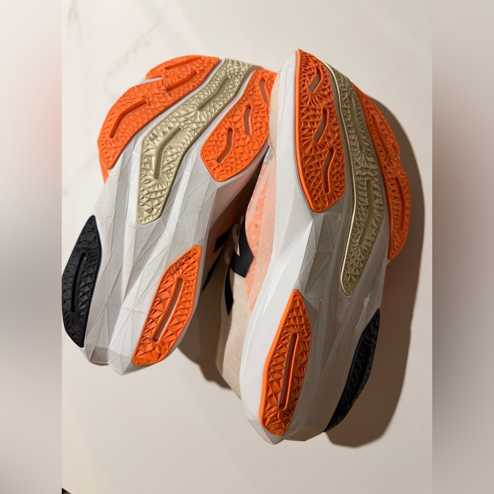 New Balance White and Orange FuelCell Running Shoe with Black N Logo - Picture 8 of 8